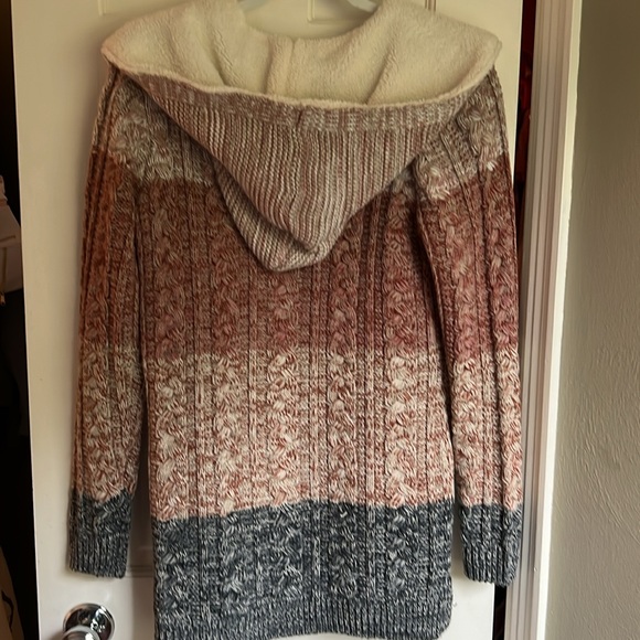 EUC LETY & ME HOODED OPEN CARDIGAN WITH SHERP LINED HOOD - Picture 4 of 5